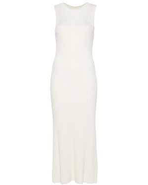 Bompard Ribbed Midi Dress - White