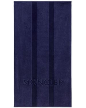Moncler Logo-Embossed Striped Beach Towel - Blue