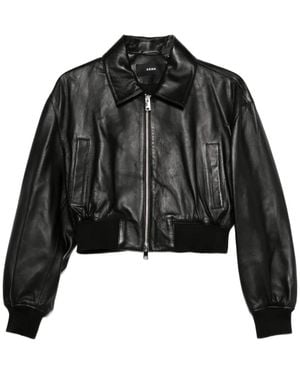 Arma Desy Cropped Zip-Front Leather Jacket - Black