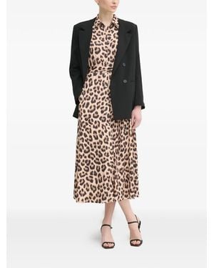 Ouí Leopard Print Tie Dress - White