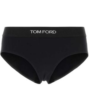 Tom Ford Signature Logo-Waistband Briefs - Black