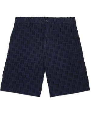 NN07 Paw Textured-Weave Shorts - Blue