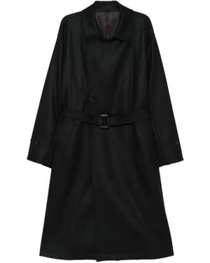 Ssstein Belted Double-Breasted Coat - Black