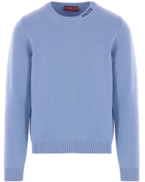 Gucci Crew-neck Embroidered Sweater - ブルー