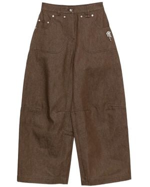 Simone Rocha Vaqueros Anchos Con Apliques De Cristales - Marrón