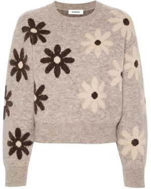 Sandro Floral-Patterned Jumper - Natural