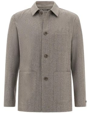 BOGGI Shacket Herringbone Wool - Grey