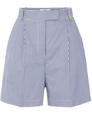 Elisabetta Franchi Striped Stretch Cotton Shorts - Blue