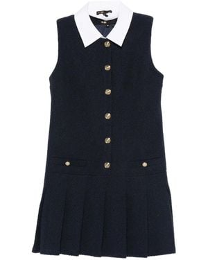 Maje Pleated-Collar Dress - Blue