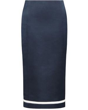 Thom Browne Solid Double Duchess Pencil Midi Skirt - Blue
