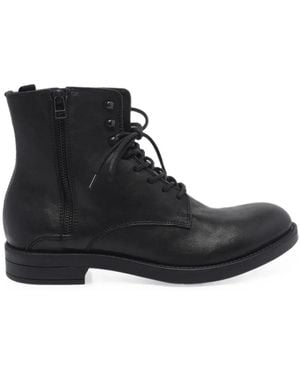 Pawelk's Lace-Up Leather Boots - Black