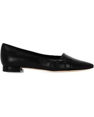 Manolo Blahnik Pointed-Toe Button-Detail Ballet Flats - Black