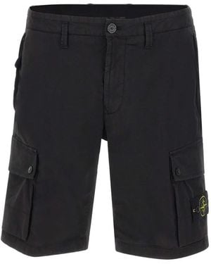 Stone Island Compass-Badge Cargo Shorts - Black