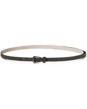Brunello Cucinelli Suede Belt With Shiny Loop - White