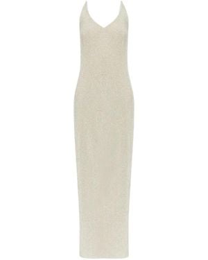 Gestuz Metallic-Effect Side-Slit Dress - White