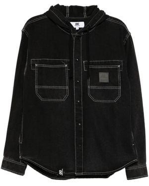 Chocoolate Drawstring Hooded Shirt - Black