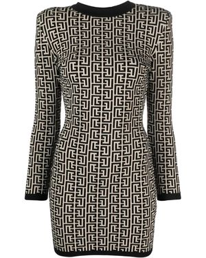 Balmain モノグラム ドレス - ブラック
