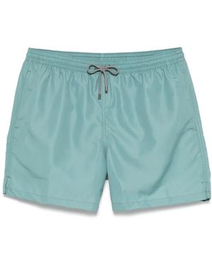 Corneliani Logo-Print Swim Shorts - Blue