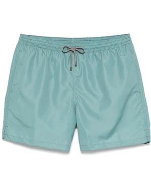 Corneliani Logo-Print Swim Shorts - Blue