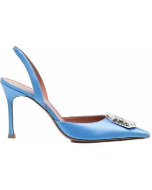 AMINA MUADDI Camelia Crystal-Embellished Slingback Court Shoes - Blue