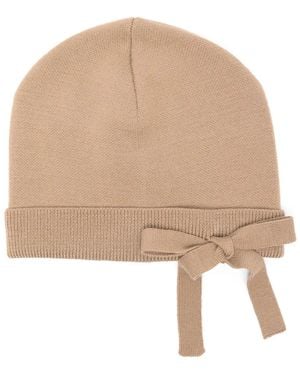 Viktor & Rolf Bow-Embellished Beanie Hat - Natural