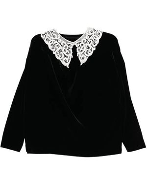 Junya Watanabe Lace-Embellished Top - Black