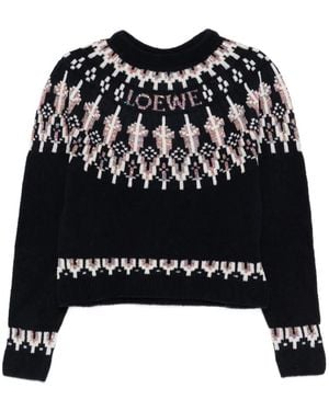 Loewe Patterned Crew-Neck Sweater - Black