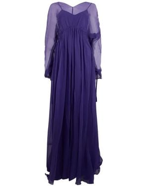 Alberta Ferretti Ruched Maxi Dress - Purple