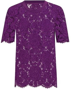 Dolce & Gabbana T-Shirt Mit Spitzendetail - Lila