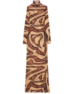 PUCCI Wave-Print Turtleneck Dress - Natural