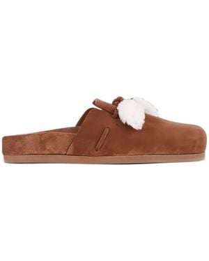 Ancient Greek Sandals Sheepskin-Trim Suede Mules - Brown