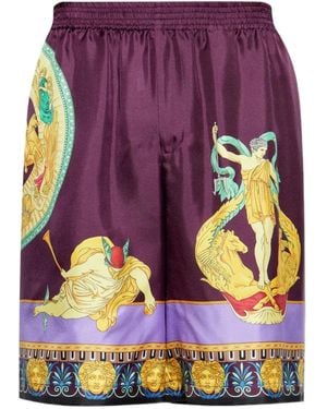 Versace Elasticated Silk Shorts - Purple