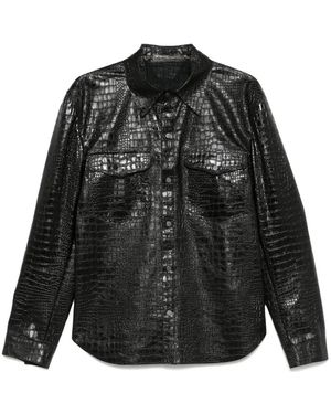 Salvatore Santoro Crocodile-Embossed Shirt - Black