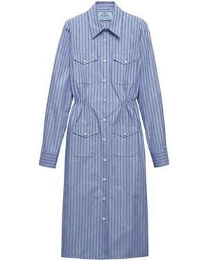 Prada Striped Shirt Dress - Blue