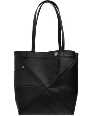 Loewe Medium Puzzle Fold Tote Bag - Black