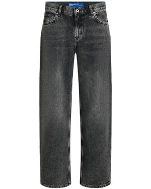KARL LAGERFELD Acid-Wash Wide-Leg Jeans - Grey