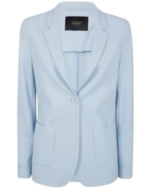 Seventy Single-Button Textured Blazer - Blue