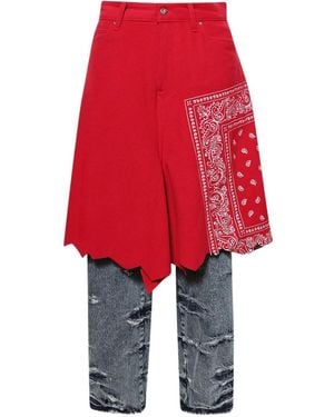 PDF Paisley-Pattern Jeans - Red