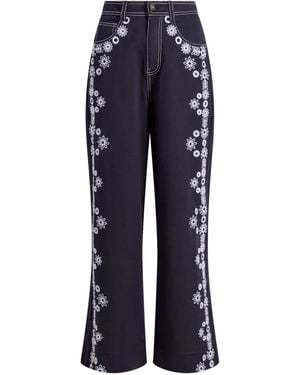 Cinq À Sept Gerade Hose Mit Blumenmotiv - Blau