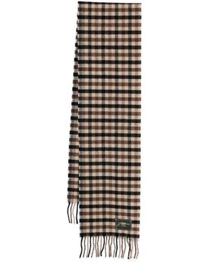 Ganni Checked Wool Scarf - White