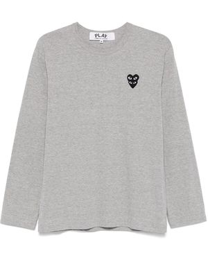 COMME DES GARÇONS PLAY Double Heart-Patch T-Shirt - Grey