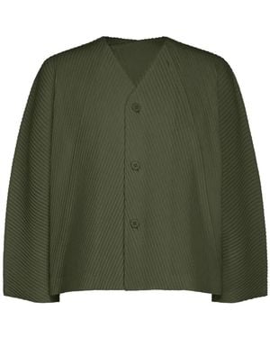 Homme Plissé Issey Miyake Slash Pleated Jacket - Green