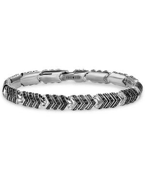 David Yurman Pulsera Chevron en plata de ley con diamantes - Blanco