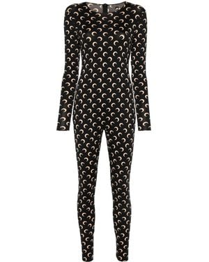 Marine Serre Moon-Print Jersey Catsuit - Black