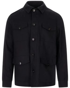 Canali Multi-Pocket Shirt Jacket - Blue