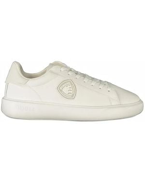Blauer Logo-Patch Lace-Up Sneakers - White