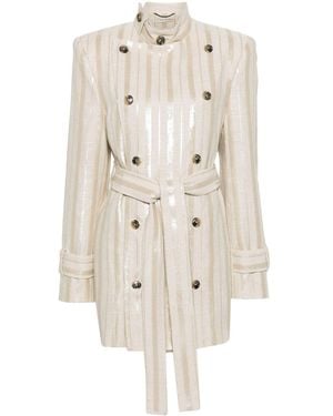 The Mannei Stockholm Sequin Striped Coat - White