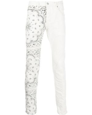 Purple Brand Bandana-Print Skinny Corduroy Pants - White
