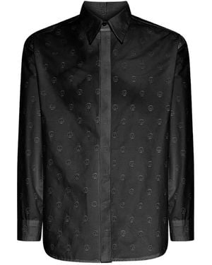 John Richmond Monogram-Pattern Long-Sleeve Shirt - Black