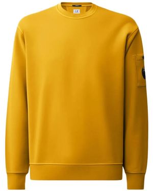 C.P. Company Brushed And Emerized Diagonal Fleece Lens Crewneck Sweatshirt - Yellow